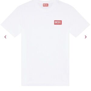 Diesel White and Red Short Sleeve Tee